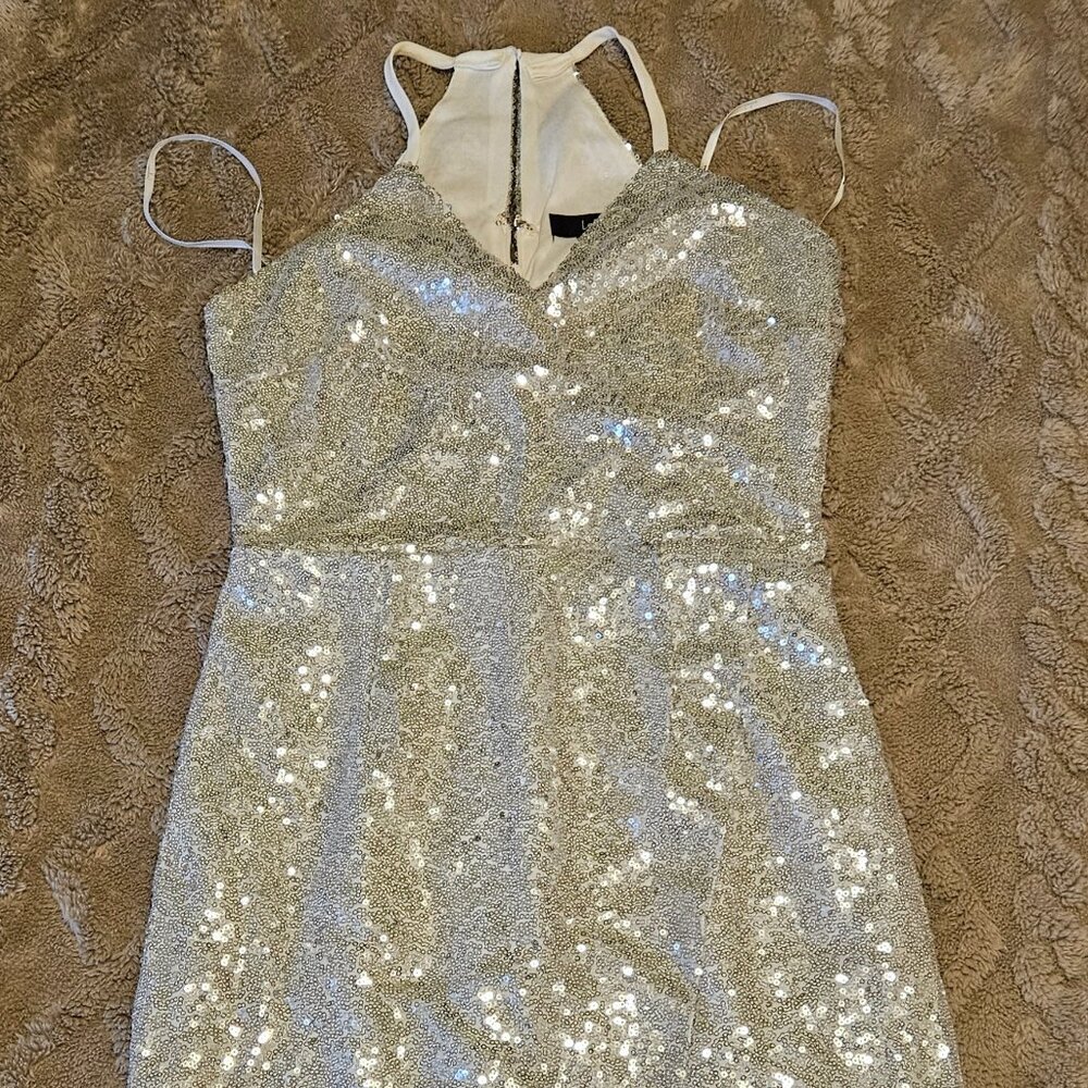 Lulus silver sequined party dress